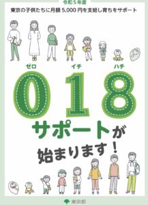 東京都事業018サポート　18歳までの子に月額5,000円支給‼︎9月1日正午に申請受付